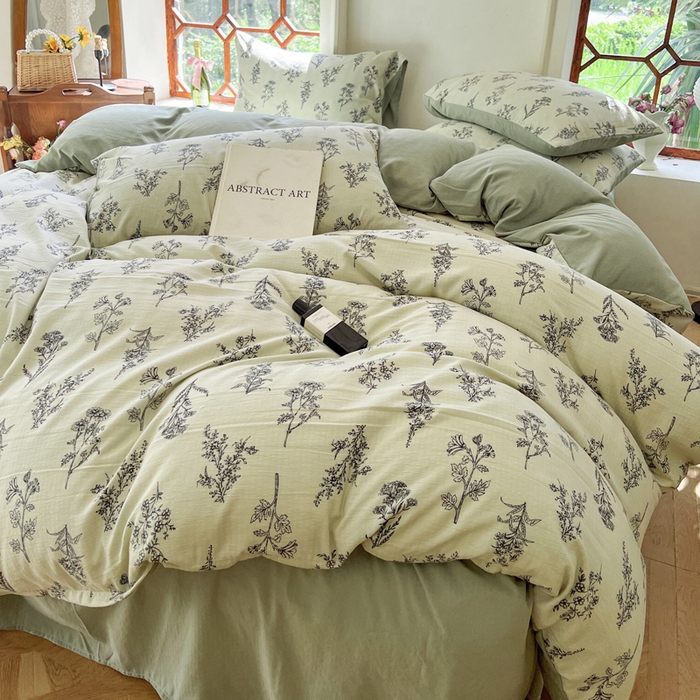 91家纺网 家纺一手货源 找家纺 上尚居 2023新款提花小竺棉碎花四件套 木兮