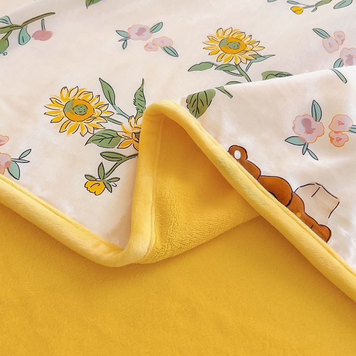 91家纺网 家纺一手货源 找家纺 琪琪阁 2023新款全棉加牛奶绒单被套 阳光花梦