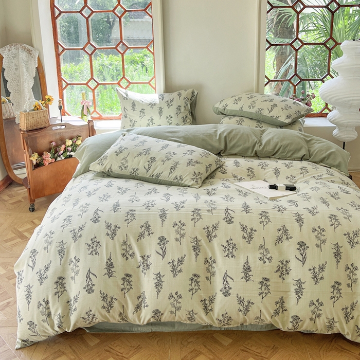 91家纺网 家纺一手货源 找家纺 上尚居 2023新款提花小竺棉碎花四件套 木兮