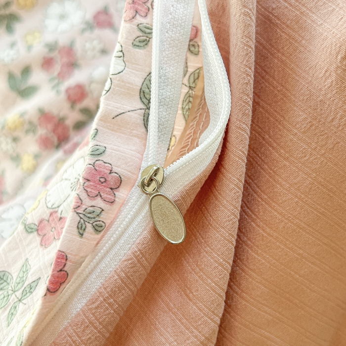 91家纺网 家纺一手货源 找家纺 上尚居 2023新款提花小竺棉碎花四件套 粉黛