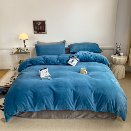 91家纺网 家纺一手货源 找家纺 （总）源舍家纺 2023新款爆款推荐牛奶绒素色双拼四件套单被套