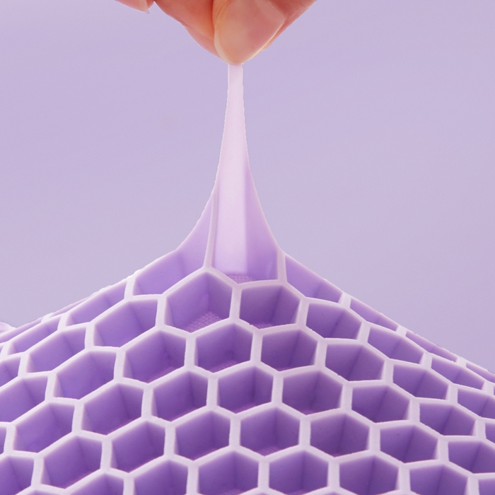 91家纺网 家纺一手货源 找家纺 爱来伊家纺 2023新款凉感枕TPE果胶羽丝枕夏季枕芯猫肚皮释压枕头枕芯 方糖紫