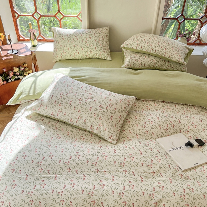 91家纺网 家纺一手货源 找家纺 上尚居 2023新款提花小竺棉碎花四件套 清欢