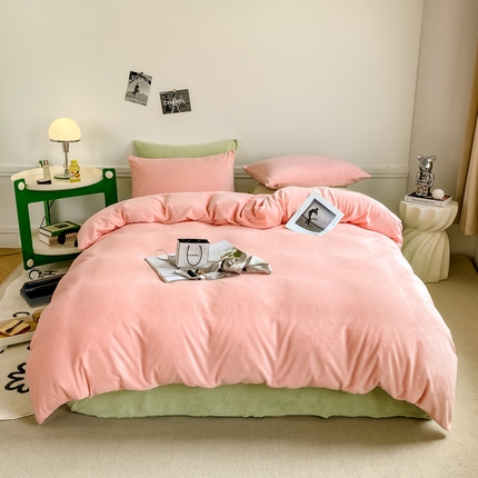 91家纺网 家纺一手货源 找家纺 （总）源舍家纺 2023新款爆款推荐牛奶绒素色双拼四件套单被套