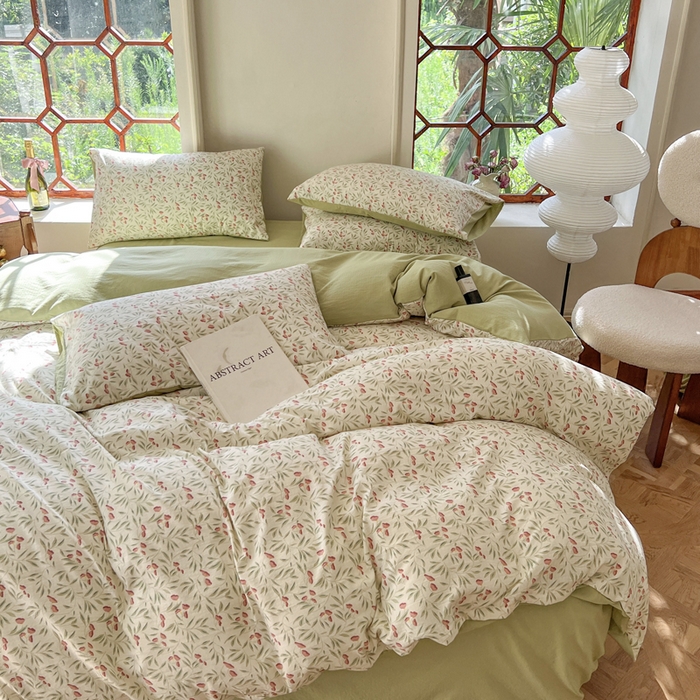 91家纺网 家纺一手货源 找家纺 上尚居 2023新款提花小竺棉碎花四件套 清欢