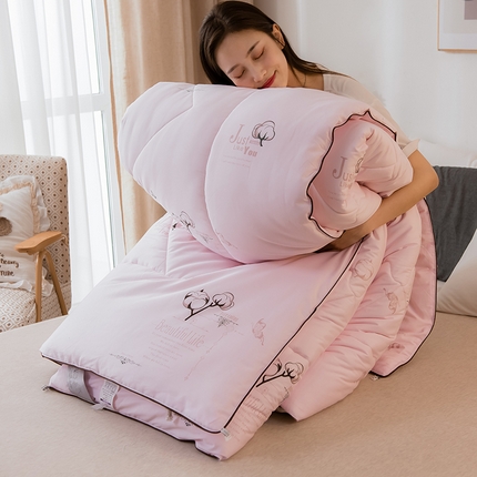 91家纺网 家纺一手货源 找家纺 莱宁被业2023新款优质新疆长绒棉学生春秋被里外全棉棉花冬被 棉趣-粉