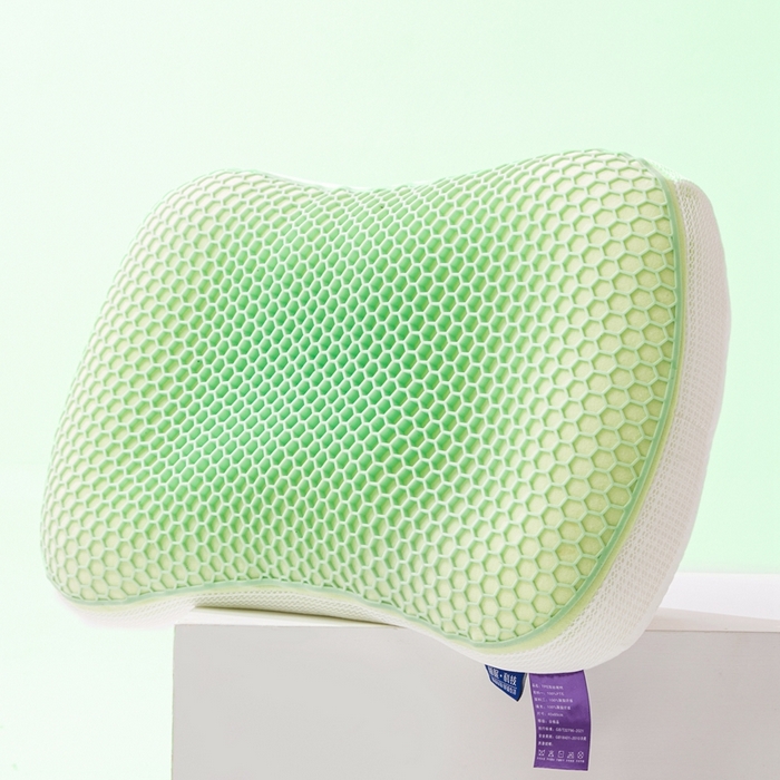 91家纺网 家纺一手货源 找家纺 爱来伊家纺 2023新款凉感枕TPE果胶羽丝枕夏季枕芯猫肚皮释压枕头枕芯 苹果绿