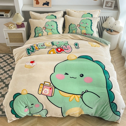 91家纺网 家纺一手货源 找家纺 （总）宝薇 2025新款大版卡通高克重牛奶绒四件套