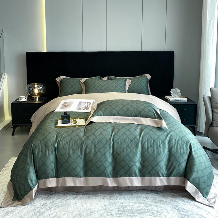 91家纺网 家纺一手货源 找家纺 优悦 2023新款轻奢磨毛印花系列四件套 恋爱日记-绿