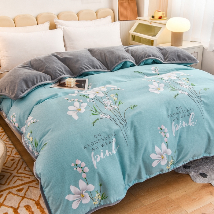 91家纺网 家纺一手货源 找家纺 琪琪阁 2023新款全棉加牛奶绒单被套 宁静生活