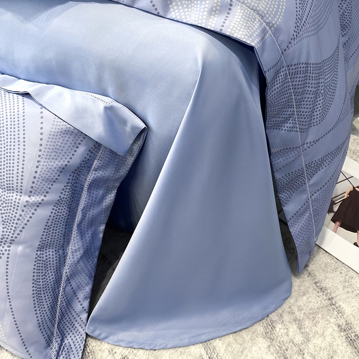 91家纺网 家纺一手货源 找家纺 优悦 2023新款轻奢磨毛印花系列四件套 马克波点-蓝