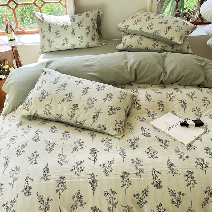 91家纺网 家纺一手货源 找家纺 上尚居 2023新款提花小竺棉碎花四件套 木兮