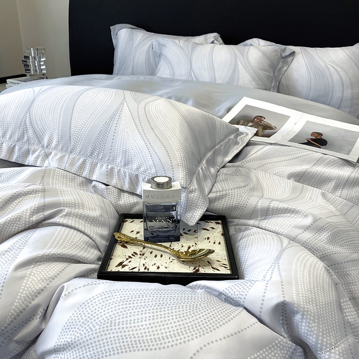 91家纺网 家纺一手货源 找家纺 优悦 2023新款轻奢磨毛印花系列四件套 马克波点-白