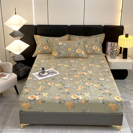 91家纺网 家纺一手货源 找家纺 宝齐莱家纺 2023年新款全棉磨毛印花单床笠 繁花似锦