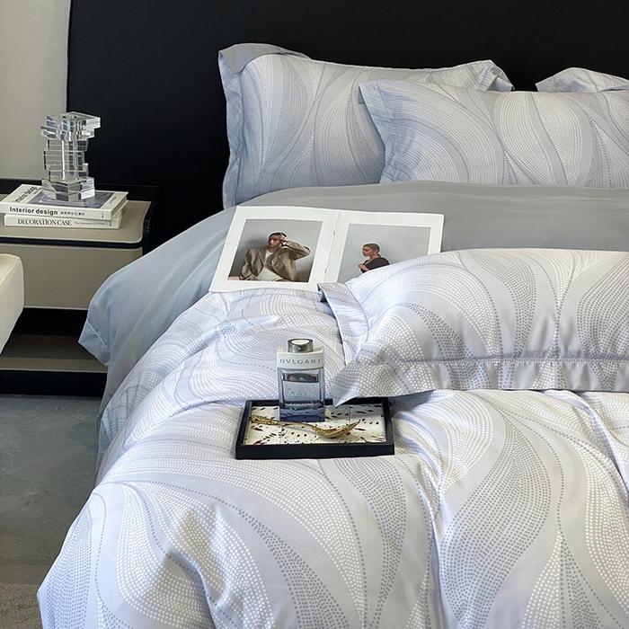 91家纺网 家纺一手货源 找家纺 优悦 2023新款轻奢磨毛印花系列四件套 马克波点-白