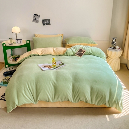 91家纺网 家纺一手货源 找家纺 （总）源舍家纺 2023新款爆款推荐牛奶绒素色双拼四件套单被套