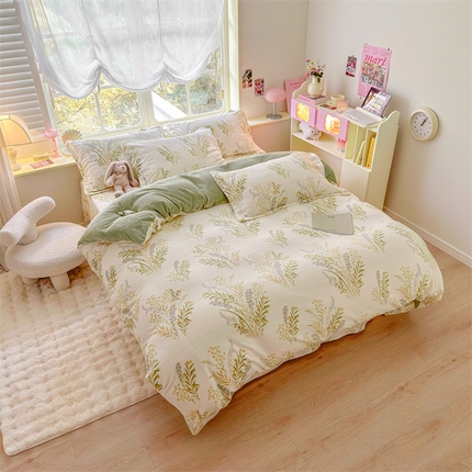 91家纺网 家纺一手货源 找家纺 总名兮 2023名兮直播电商爆款印花牛奶绒四件套高克重绒四件套被套床单