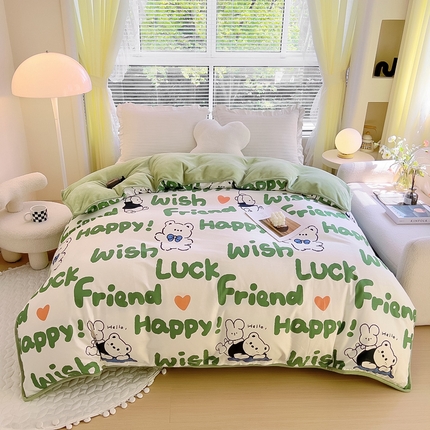 琪琪阁 2023新款全棉加牛奶绒单被套 快乐伙伴