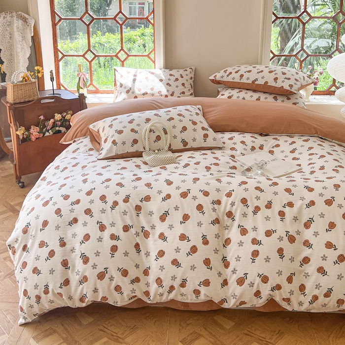 91家纺网 家纺一手货源 找家纺 上尚居 2023新款提花小竺棉碎花四件套 暖阳日照