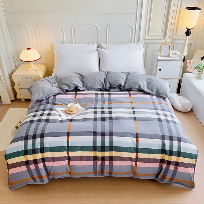 91家纺网 家纺一手货源 找家纺 琪琪阁 2023新款全棉加牛奶绒单被套 简约人生