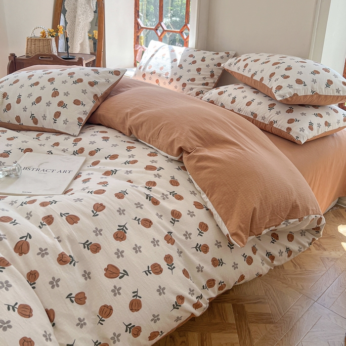 91家纺网 家纺一手货源 找家纺 上尚居 2023新款提花小竺棉碎花四件套 暖阳日照