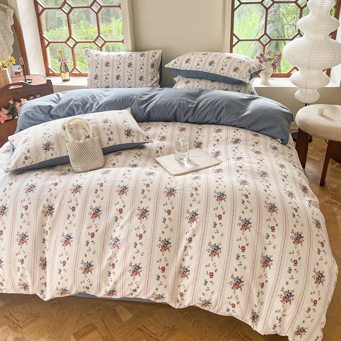 91家纺网 家纺一手货源 找家纺 上尚居 2023新款提花小竺棉碎花四件套 南法假日