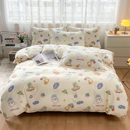 91家纺网 家纺一手货源 找家纺 翎盈家纺 2023新款纯棉全棉喷气印花柔软舒适四件套 遨游太空