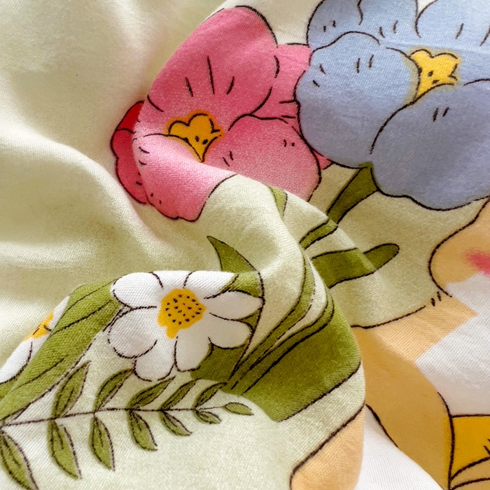 91家纺网 家纺一手货源 找家纺 寐居 2023新款A类水洗棉印花冬被 花园兔兔