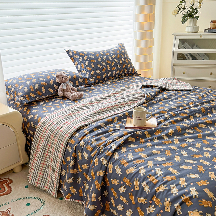 91家纺网 家纺一手货源 找家纺 元元被芯 2023新增13372全棉夏被四件套 熊本