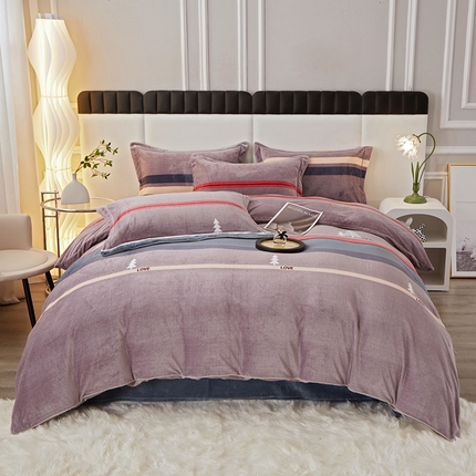 尚品凤凰2025新款高克重印花牛奶绒四件套-工艺款森林小鹿