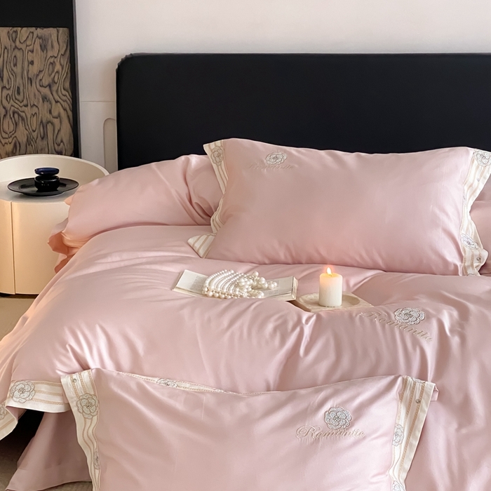 91家纺网 家纺一手货源 找家纺 MIU缪家居 2023新款邂逅系列100支全棉四件套  邂逅-粉色