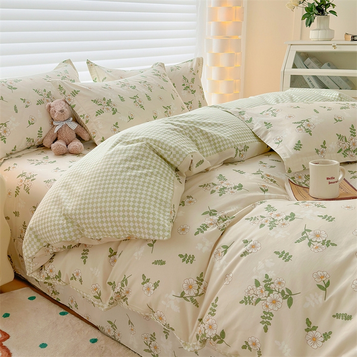 91家纺网 家纺一手货源 找家纺 元元被芯 2023新增全棉13372夹棉被套四件套 婷语花间