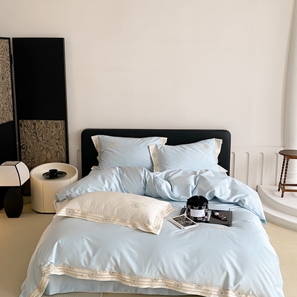 91家纺网 家纺一手货源 找家纺 MIU缪家居 2023新款邂逅系列100支全棉四件套  邂逅-蓝