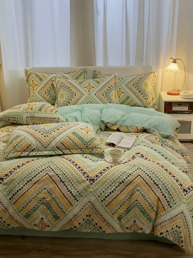 91家纺网 家纺一手货源 找家纺 新印象 2023新款柔软贴服全棉磨毛印花四件套 泓波