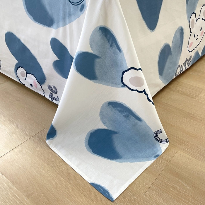 91家纺网 家纺一手货源 找家纺 翎盈家纺 2023新款纯棉全棉喷气印花柔软舒适四件套 波波兔