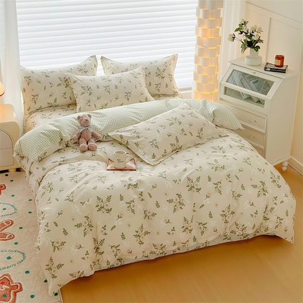 91家纺网 家纺一手货源 找家纺 元元被芯 2023新增全棉13372夹棉被套四件套 婷语花间