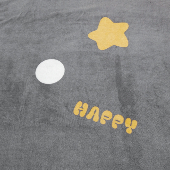 91家纺网 家纺一手货源 找家纺 尚品凤凰2025新款高克重印花牛奶绒四件套-工艺款幸运星-灰