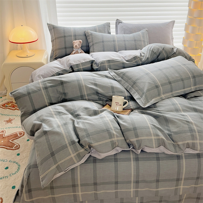 91家纺网 家纺一手货源 找家纺 元元被芯 2023新增全棉13372夹棉被套四件套 北欧格