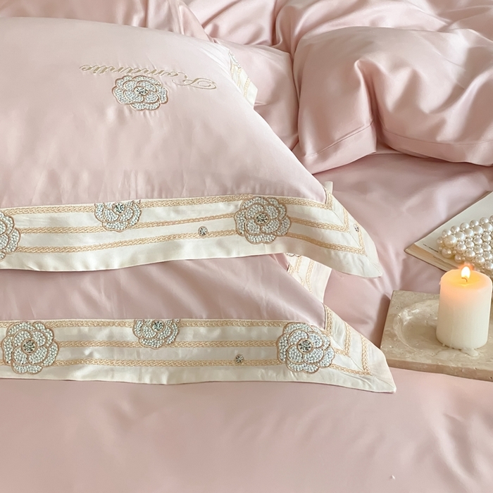 91家纺网 家纺一手货源 找家纺 MIU缪家居 2023新款邂逅系列100支全棉四件套  邂逅-粉色