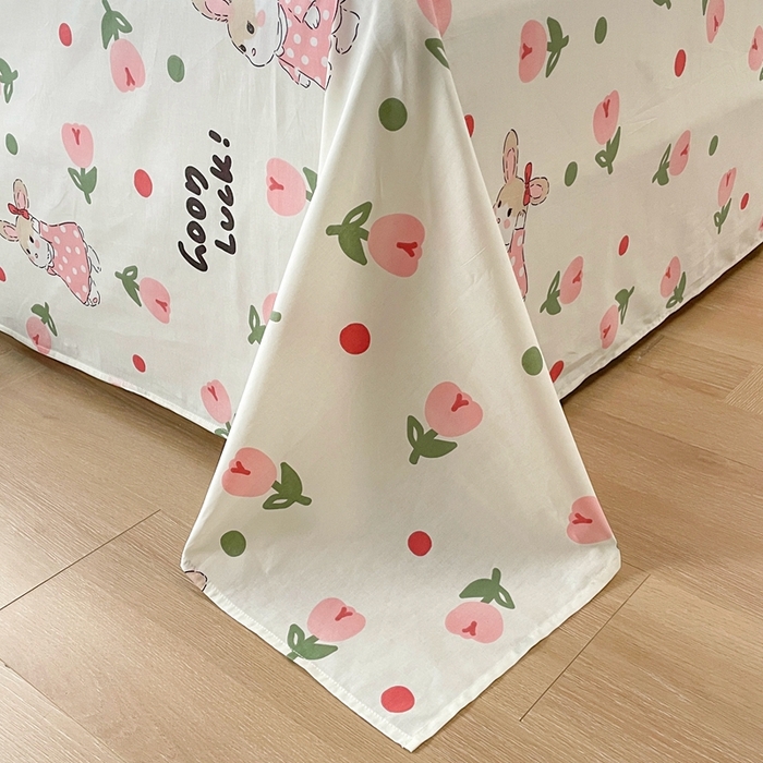 91家纺网 家纺一手货源 找家纺 翎盈家纺  2023新款纯棉全棉13372卡通印花单床单 雨沫