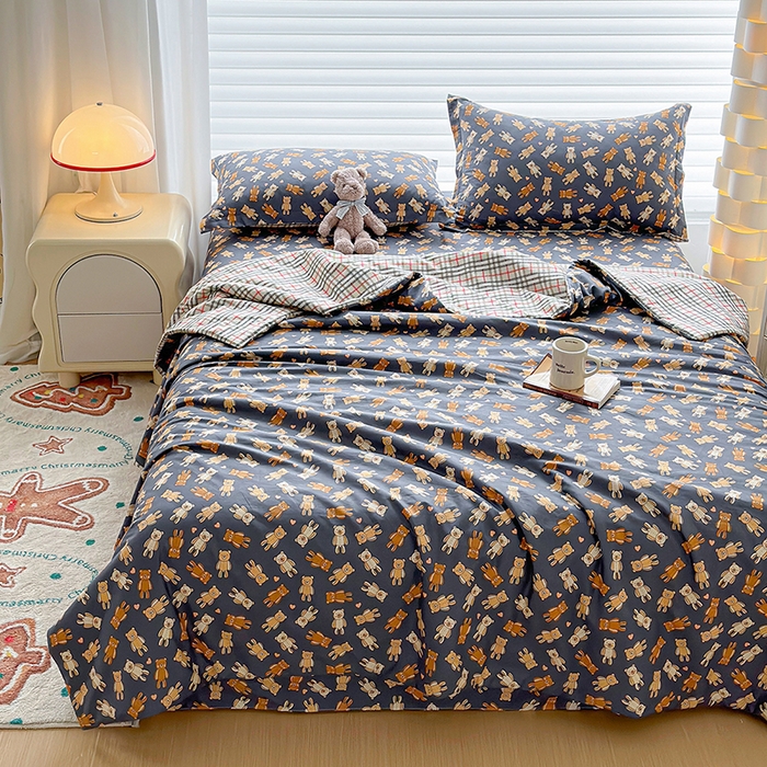 91家纺网 家纺一手货源 找家纺 元元被芯 2023新增13372全棉夏被四件套 熊本