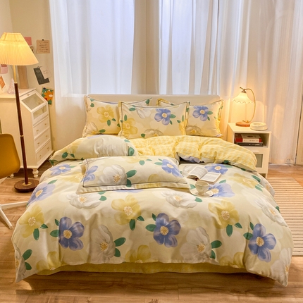 91家纺网 家纺一手货源 找家纺 新印象 2023新款柔软贴服全棉磨毛印花四件套 蜜恋花