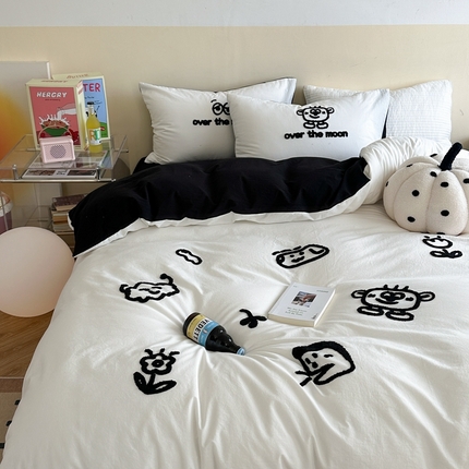 91家纺网 家纺一手货源 找家纺 （总）柚子YOUTH 2023新款40支水洗棉毛巾绣四件套