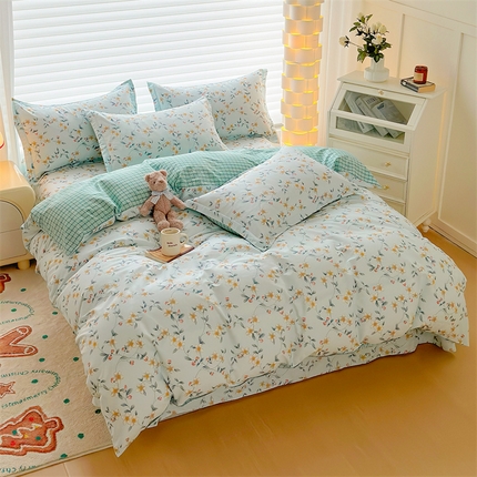 元元被芯 2023新增全棉13372夹棉被套四件套 爱洛