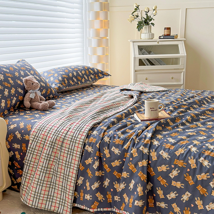 91家纺网 家纺一手货源 找家纺 元元被芯 2023新增13372全棉夏被四件套 熊本