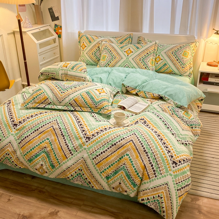 91家纺网 家纺一手货源 找家纺 新印象 2023新款柔软贴服全棉磨毛印花四件套 泓波