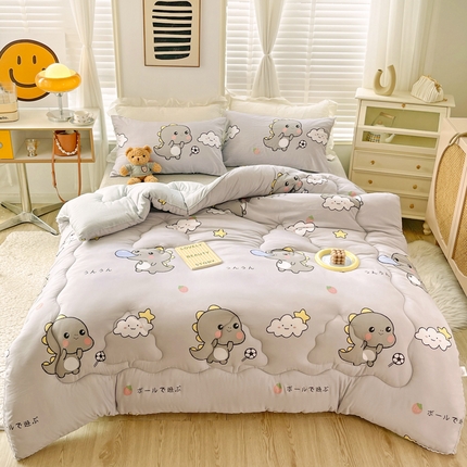 寐居 2023新款A类水洗棉印花冬被 泡泡恐龙