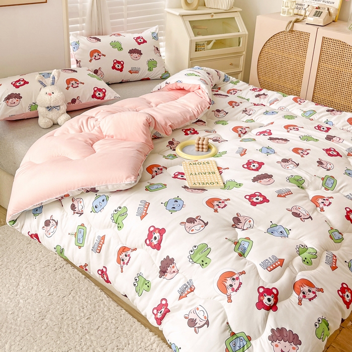 91家纺网 家纺一手货源 找家纺 寐居 2023新款A类水洗棉印花冬被 欢乐总动员