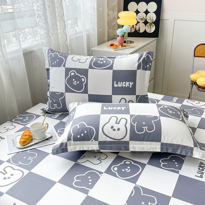 91家纺网 家纺一手货源 找家纺 翎盈家纺 2023新款纯棉全棉喷气印花柔软舒适枕套 幸运兔