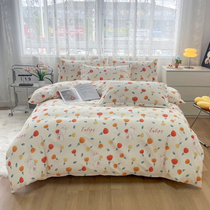 91家纺网 家纺一手货源 找家纺 翎盈家纺 2023新款纯棉全棉卡通印花四件套 玉兔